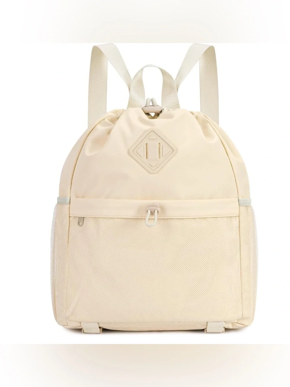 Light Mint Drawstring Backpack with Mesh Pockets